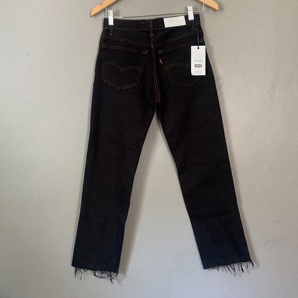 RE/DONE x LEVI’s Slim Leg High Rise Stove Pipe Jean Black Denim NWT Grunge 24 0 - Picture 7 of 14
